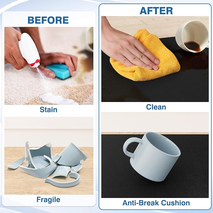 Kitchen Floor Mat, 2-Piece Kitchen Rug Set, Cushioned Anti-Fatigue Kitchen Mat, Non-Slip Standing Desk Mat, Waterproof Kitchen Rug Set, Suitable for Kitchen, Floor, Office, Size: 17.3"x30"+17.3"x47", Black