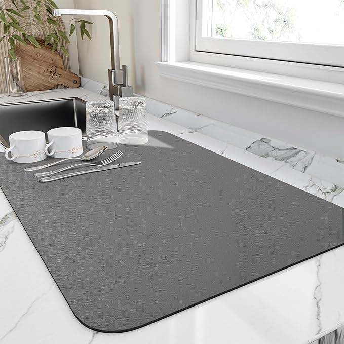 16 x 18 Inch Absorbent Drying Mat | Quick-Drying & Non-Slip | Durable Countertop Protection Mat
