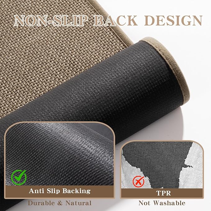 Bathroom Mat, 24 x 17 inches, Ultra-thin Non-slip Small Bathroom Mat, Quick-drying and Absorbent, Suitable for Bathroom Floors (Dark Beige, 24"x17")