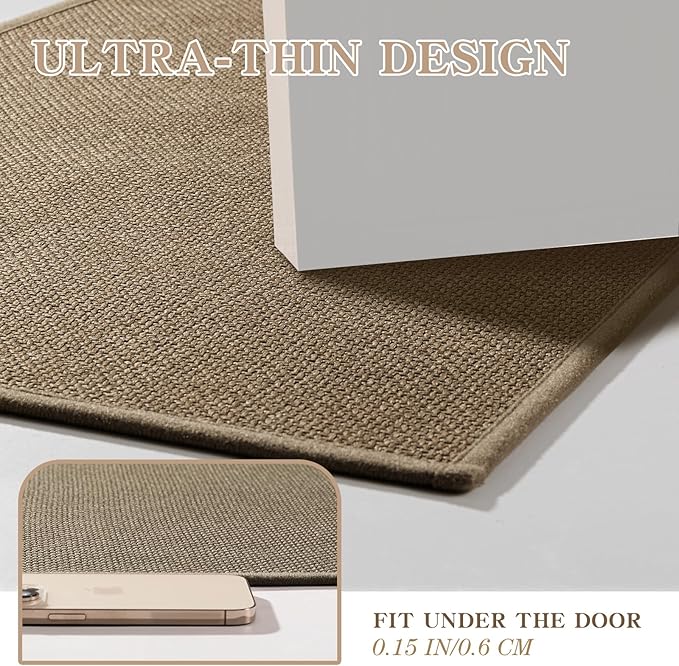 Bathroom Mat, 24 x 17 inches, Ultra-thin Non-slip Small Bathroom Mat, Quick-drying and Absorbent, Suitable for Bathroom Floors (Dark Beige, 24"x17")