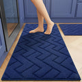 Kitchen Rug and Mat Set, 2-piece set, super absorbent polypropylene non-slip rugs, soft and comfortable mats, washable, suitable for kitchen, hallway, office, sink area, laundry room (20 inches x 31.5 inches + 20 inches x 48 inches, Navy Blue)
